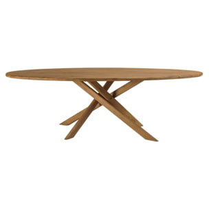 COLINE - Table à manger de jardin ovale 240x120cm en bois de teck recyclé (2 COLIS)