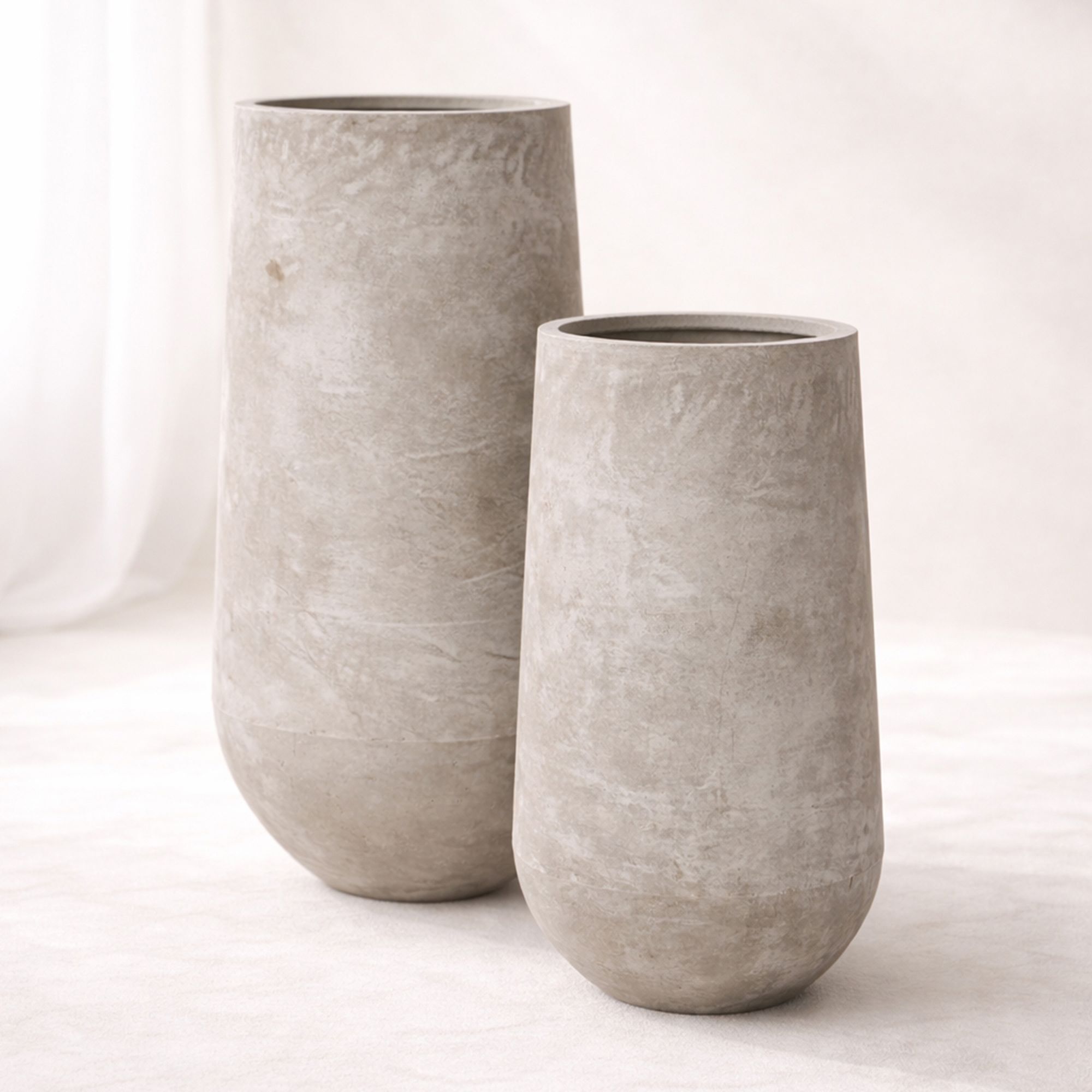 Set de 2 pots ronds en terre d'argile forme haute 40/55cm FARO
