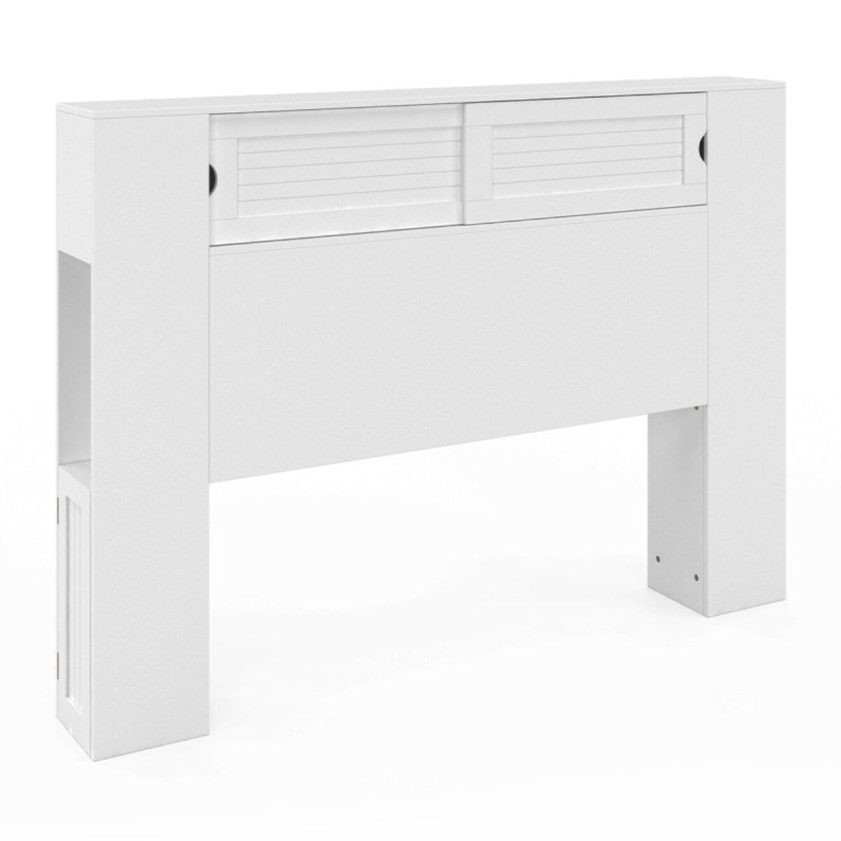 Tête de lit sur pieds Orem blanche avec rangement coulissant 140cm