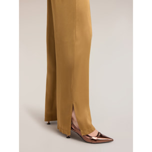Motivi - Pantaloni palazzo in raso di viscosa - Beige