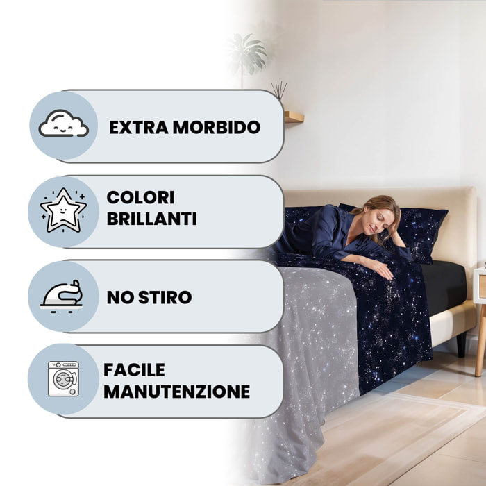 COMPLETO LETTO FASHION, 100% Microfibra, No Stiro - ORIONE