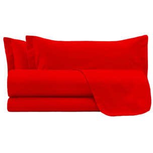 COMPLETO LETTO MAX COLOR MADE IN ITALY COTONE- ROSSO MATRIMONIALE