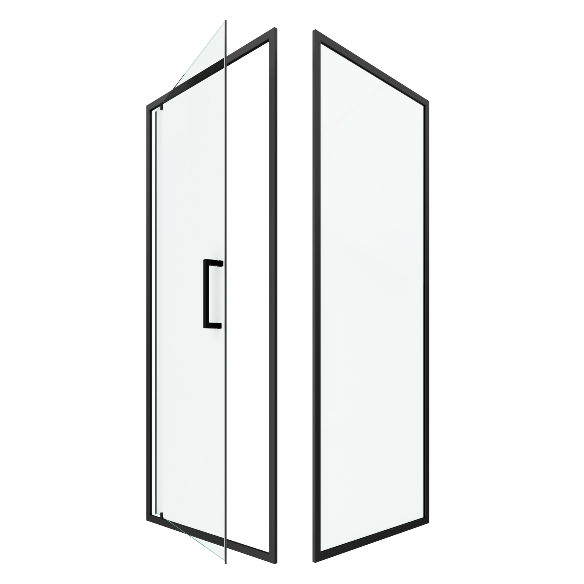 Porte de douche Pivotante et retour 80x80x200 - Profilés noir mat - CRUSH PIVOTANTE