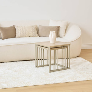 Lot de 2 tables gigognes Duna carrées 40/45cm beige
