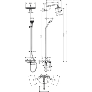 Colonne de douche 280 avec mitigeur baignoire thermostatique chromé Croma E