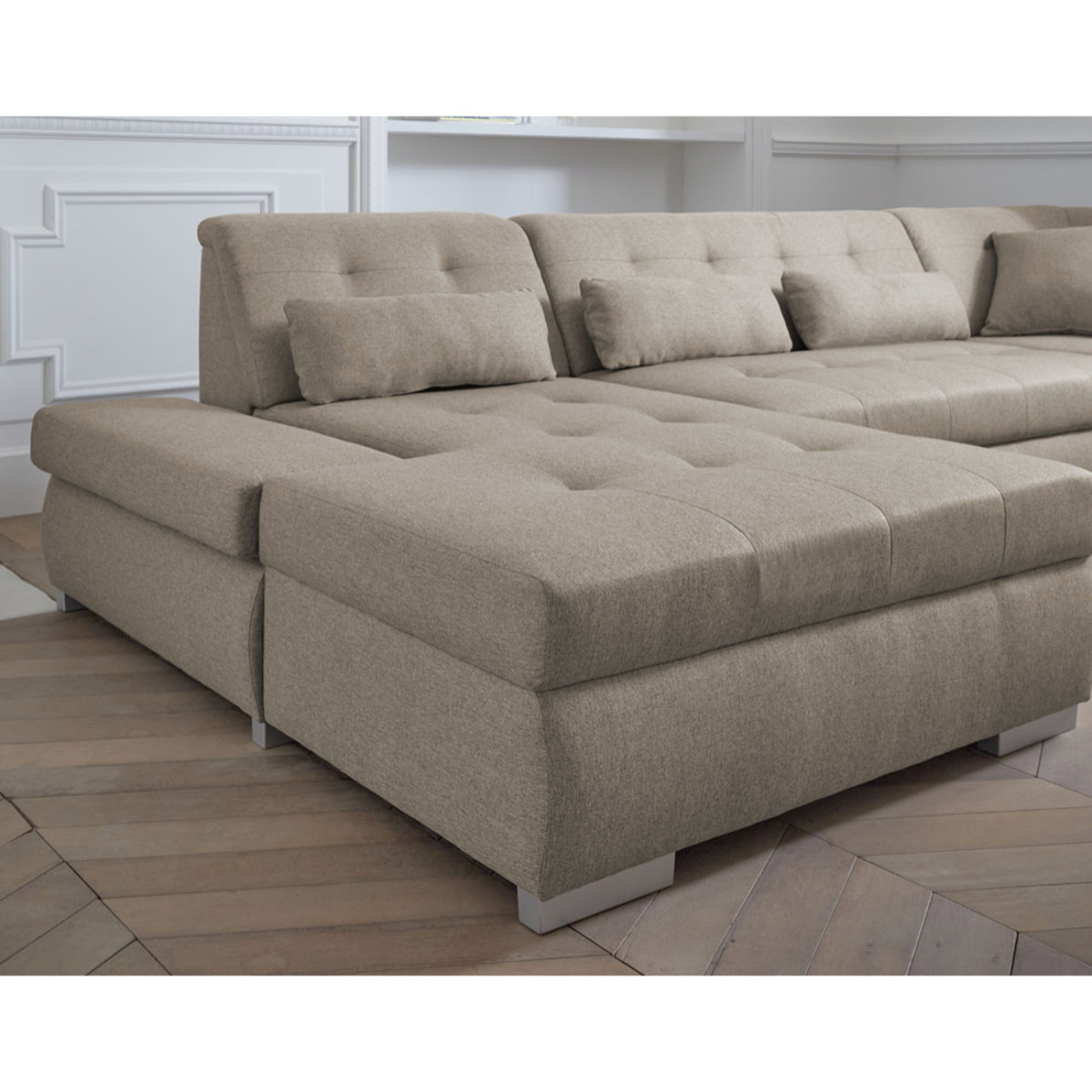 Vermont - canapé panoramique d'angle droit - 7 places - XXL - Beige