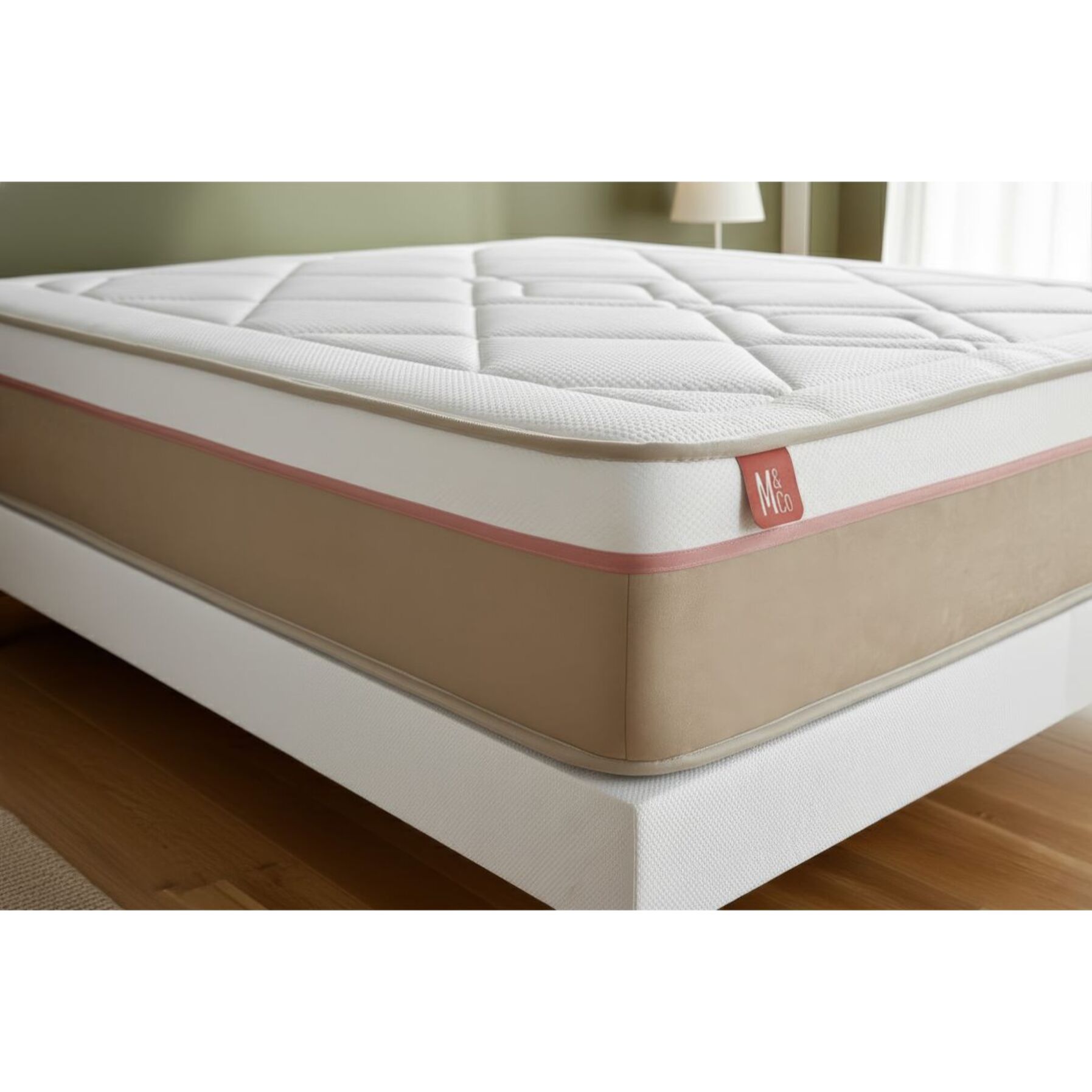 Ensemble - Matelas Ressorts ensachés et mémoire de forme 24cm d'épaisseur - 5 zones de confort - Confort mi ferme - Sommier tapissier monobloc - 2 places