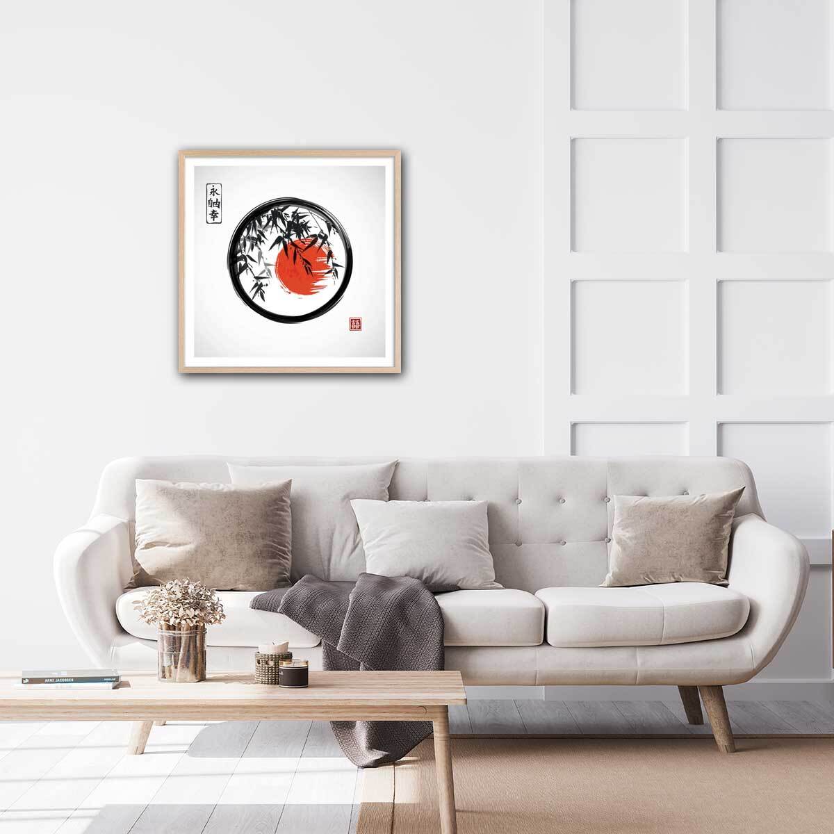 Affiche zen circle Affiche + cadre en bois - Chêne