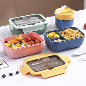 Lunch box ermetico impilabile per la conservazione degli alimenti, 1100 ml, include ciotola con coperchio e posate.