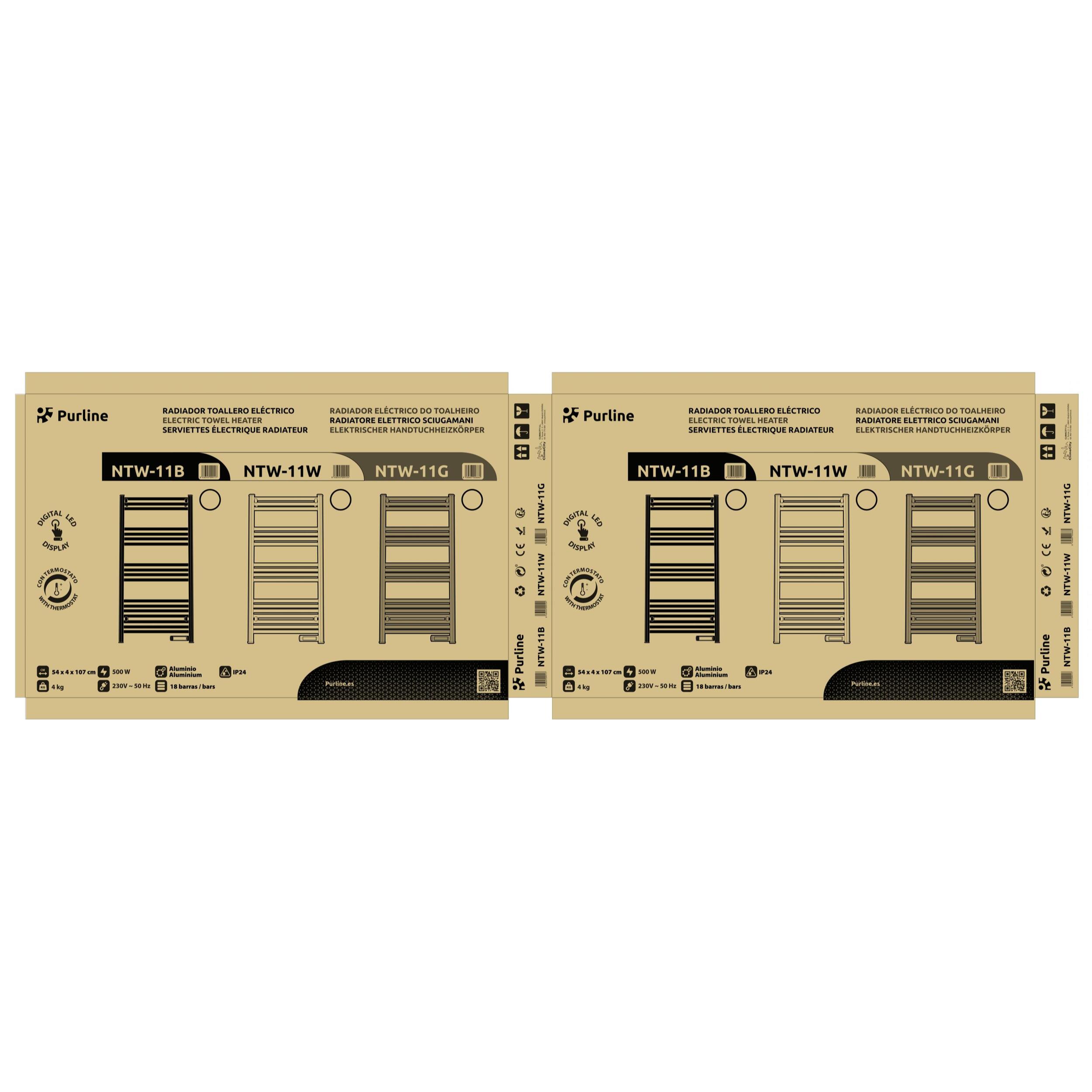 Toallero de aluminio 500 W con temporizador NTW-11G PURLINE 500 W