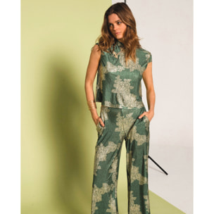 Top jacquard con alamares