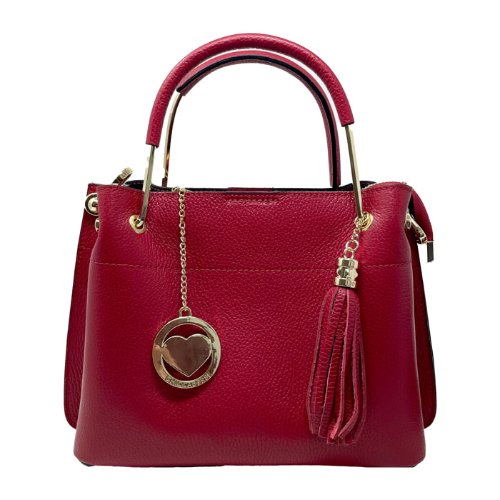 Chicca Borse - Borsa a Mano Donna in Vera Pelle - Colore Rosso