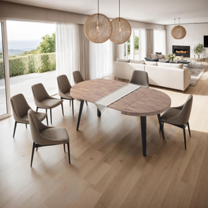 Mesa de comedor redonda extensible en negro y roble honey 120-200x120 cm Berg Roble Honey - Negro