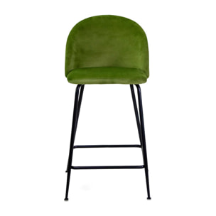 Sgabello Sammi Vacchetti in velluto verde con struttura nera cm44x48h91