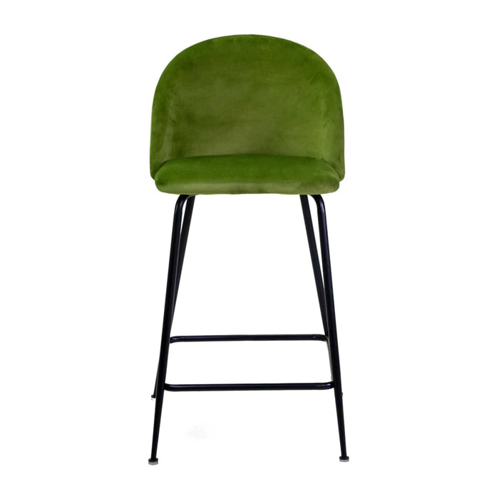 Sgabello Sammi Vacchetti in velluto verde con struttura nera cm44x48h91