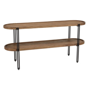 SIXTINE - Console double plateau arrondi en bois de teck recyclé