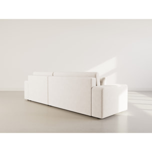 Nicole - Canapé d'angle réversible 5 places convertible avec coffre en tissu - Beige