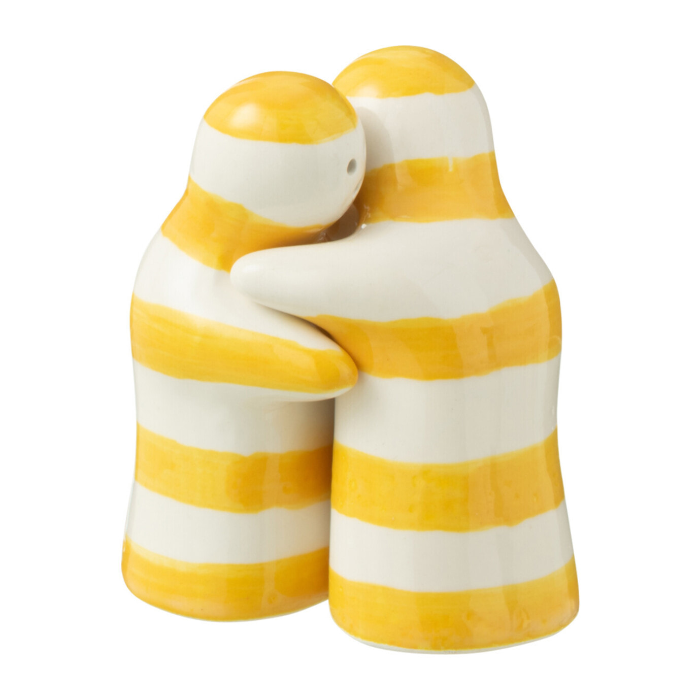 J-Line salière + poivrière Granada Stripes - céramique - blanc/jaune