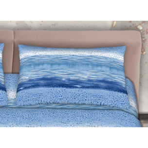 Completo Lenzuola 100% Cotone Effetto Seta Vanisho Azzurro CN