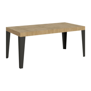 Table Flame Extensible Dessus Chêne Nature 90x180 Allongée 440 cadre Anthracite