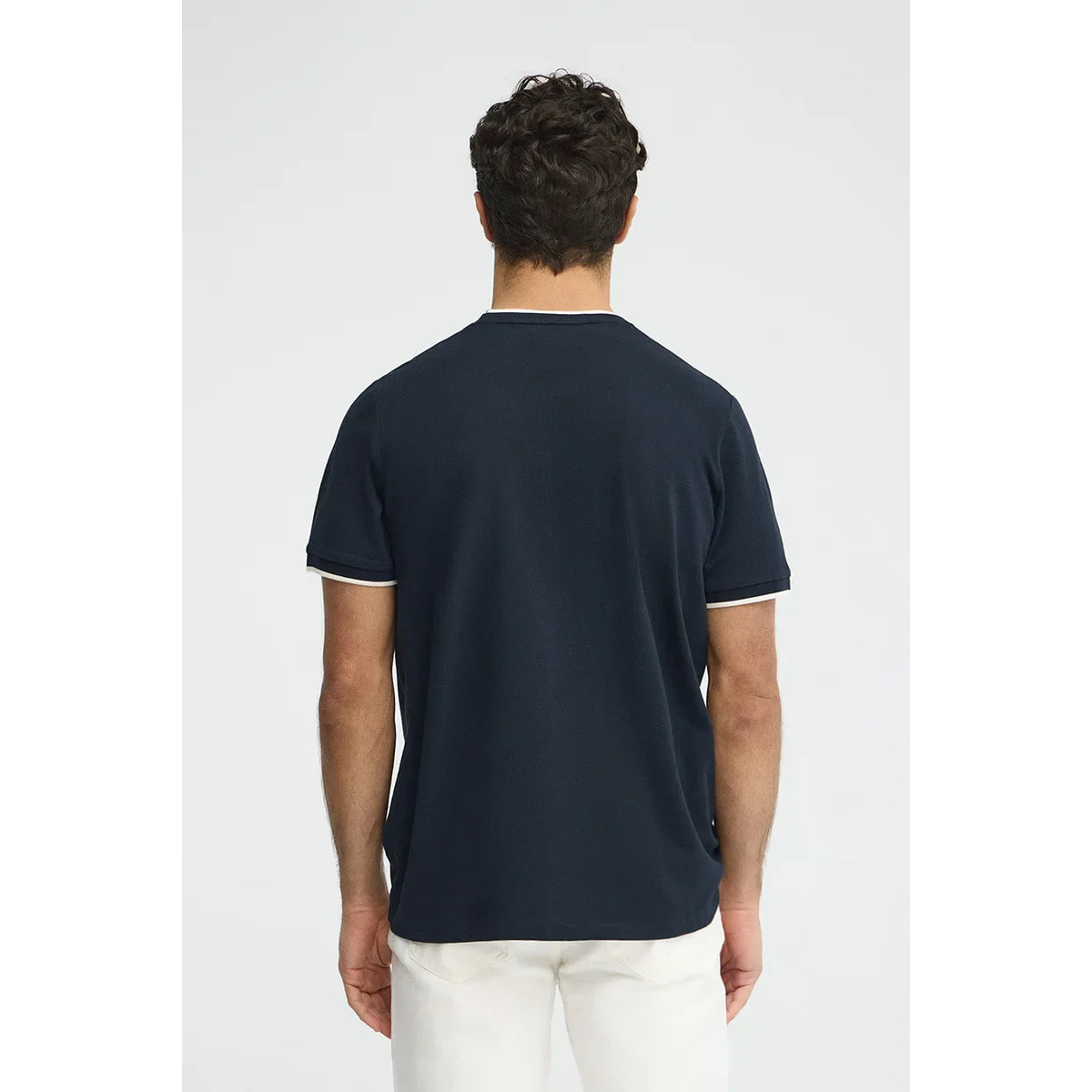 Maglietta blu marino in tessuto piquet con logo Rigby Go