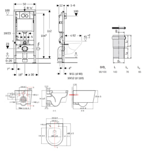 Duofix pack WC bâti-support + WC suspendu sans bride Swiss Aqua Technologies avec abattant SoftClose + plaque (GEBSTBRBMR01-FR)