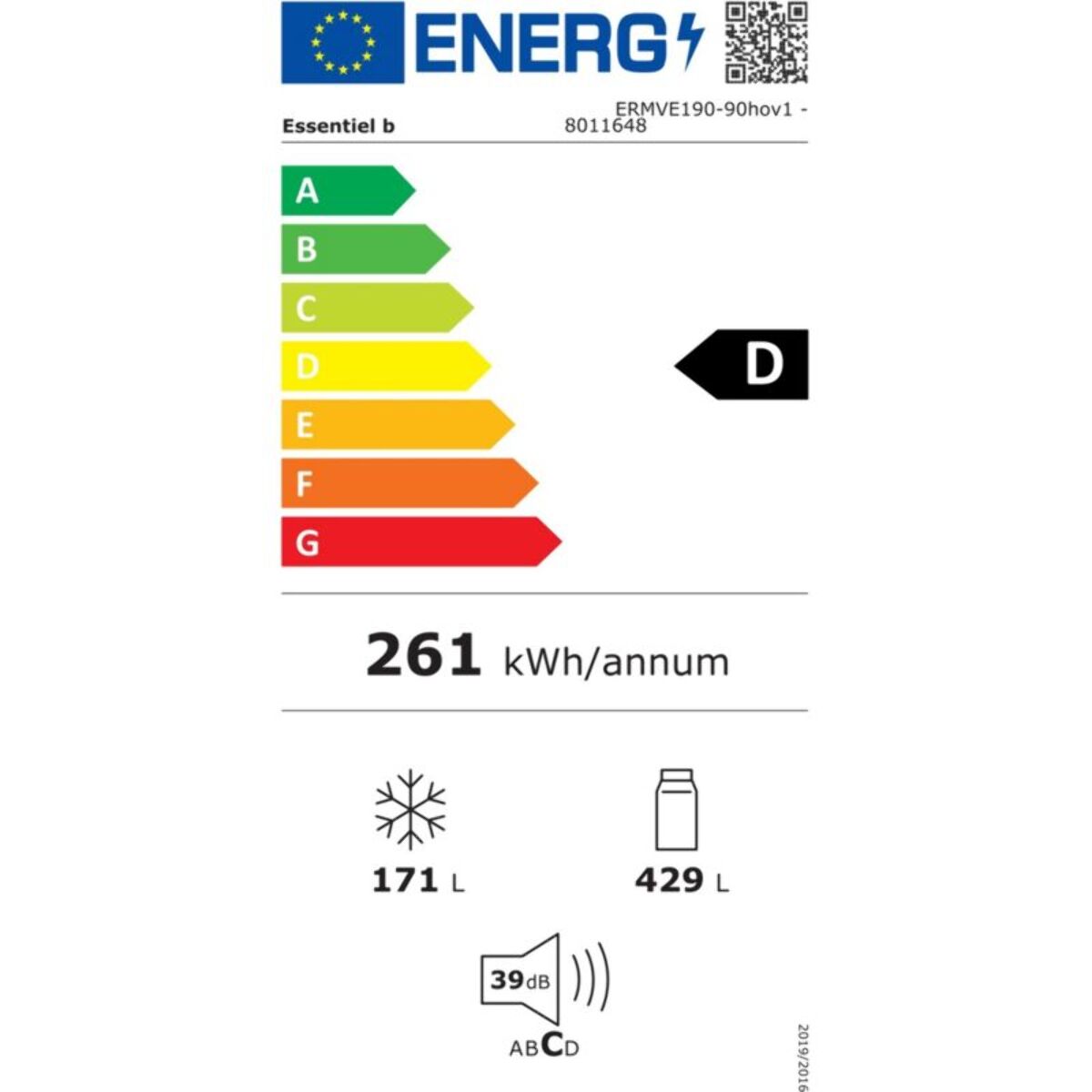 Réfrigérateur multi portes ESSENTIELB ERMVE190-90hov1
