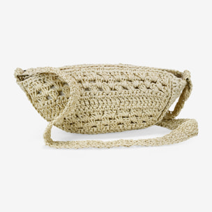 Bolso bandolera beige en rafia
