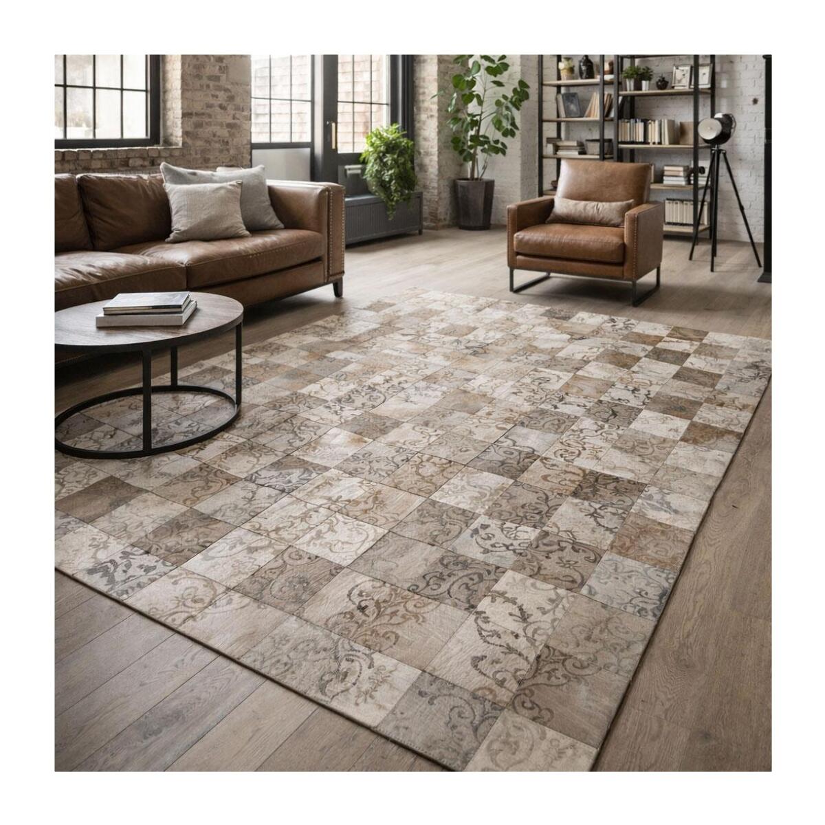 Tapis peau de vache kilim fait main BUPE