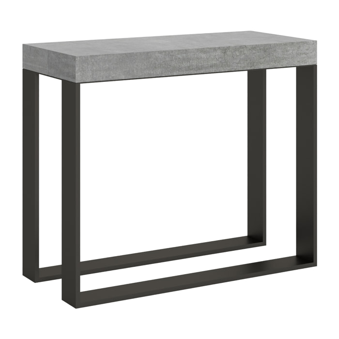 Console extensible 90x40/196 cm Elettra Small Gris Béton cadre Anthracite