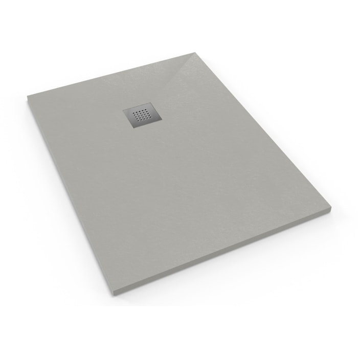 Alek Receveur de douche rectangulaire 120x90cm avec siphon, en marbre coulé, Gris (SATALEK12090S-S)