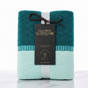 COTONE EGIZIANO Telo bagno Reverse in cotone egiziano 550 gr_Tiffany Smerald