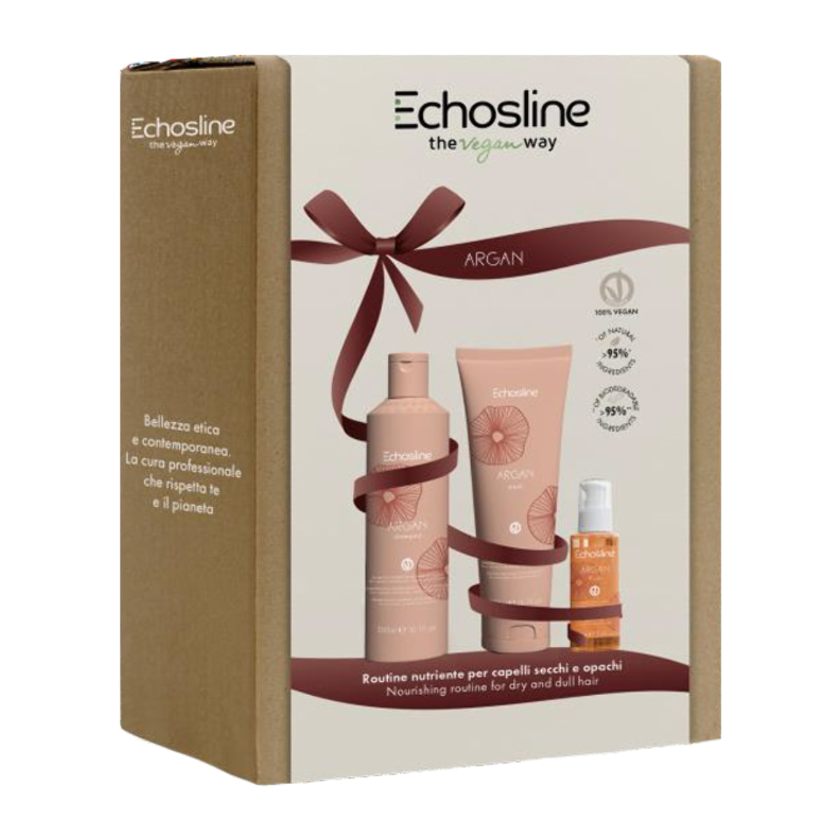 ECHOSLINE Set Winter Holidays Argan Shampoo 300ml + Mask 300ml + Fluid Oil 100ml