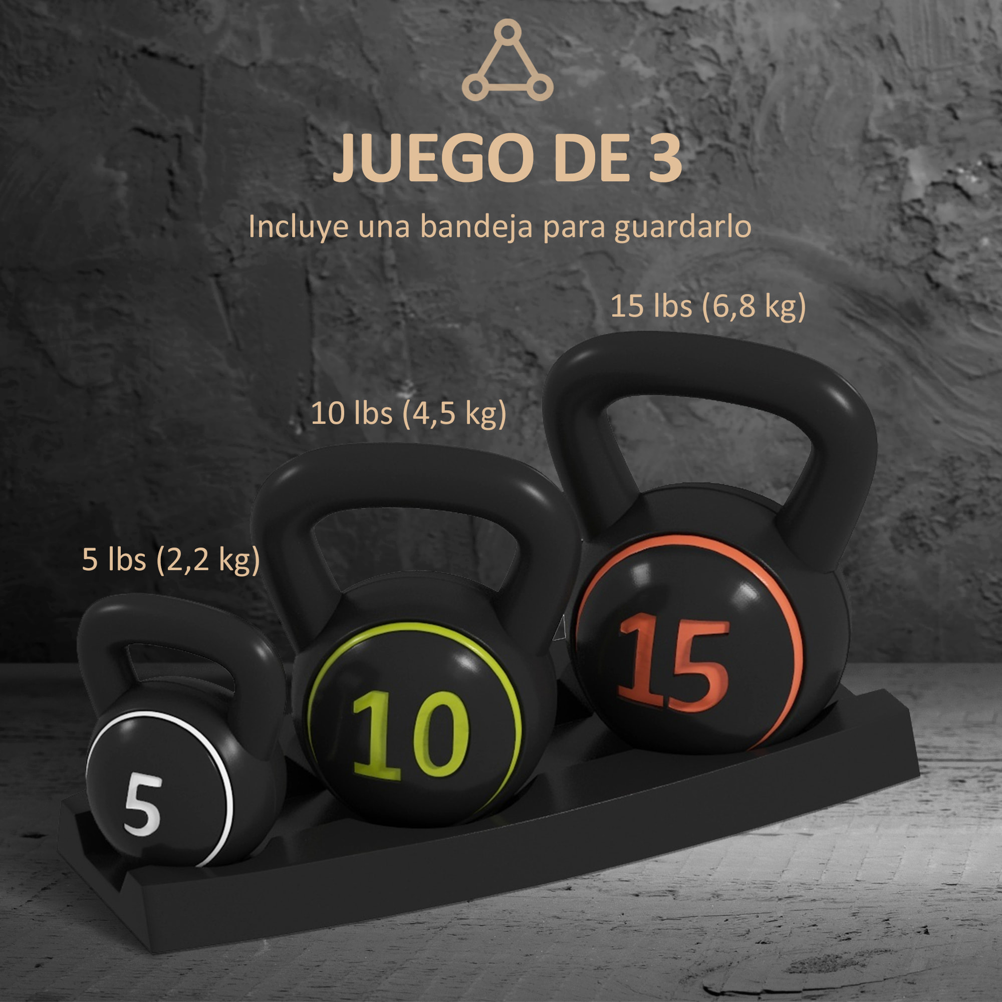 Pesas Rusas de 2,2kg 4,5kg 6,8kg Kettlebell de Fitness Relleno de Arena con Mango Ancho Antideslizante para Ejercicios y Entrenamiento en Casa y Gimnasio Negro