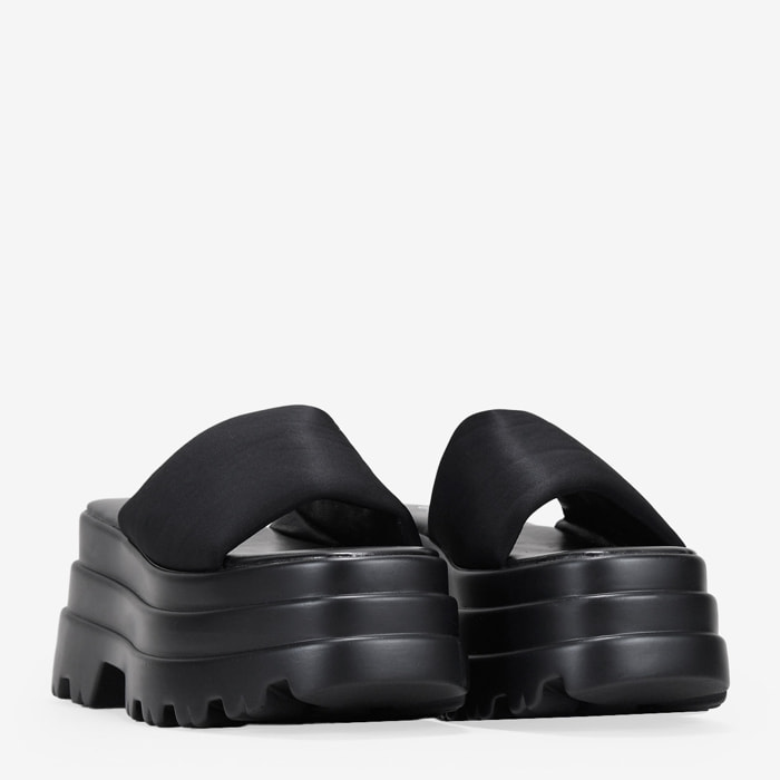 Sandalias de plataforma negras destalonadas en nailon