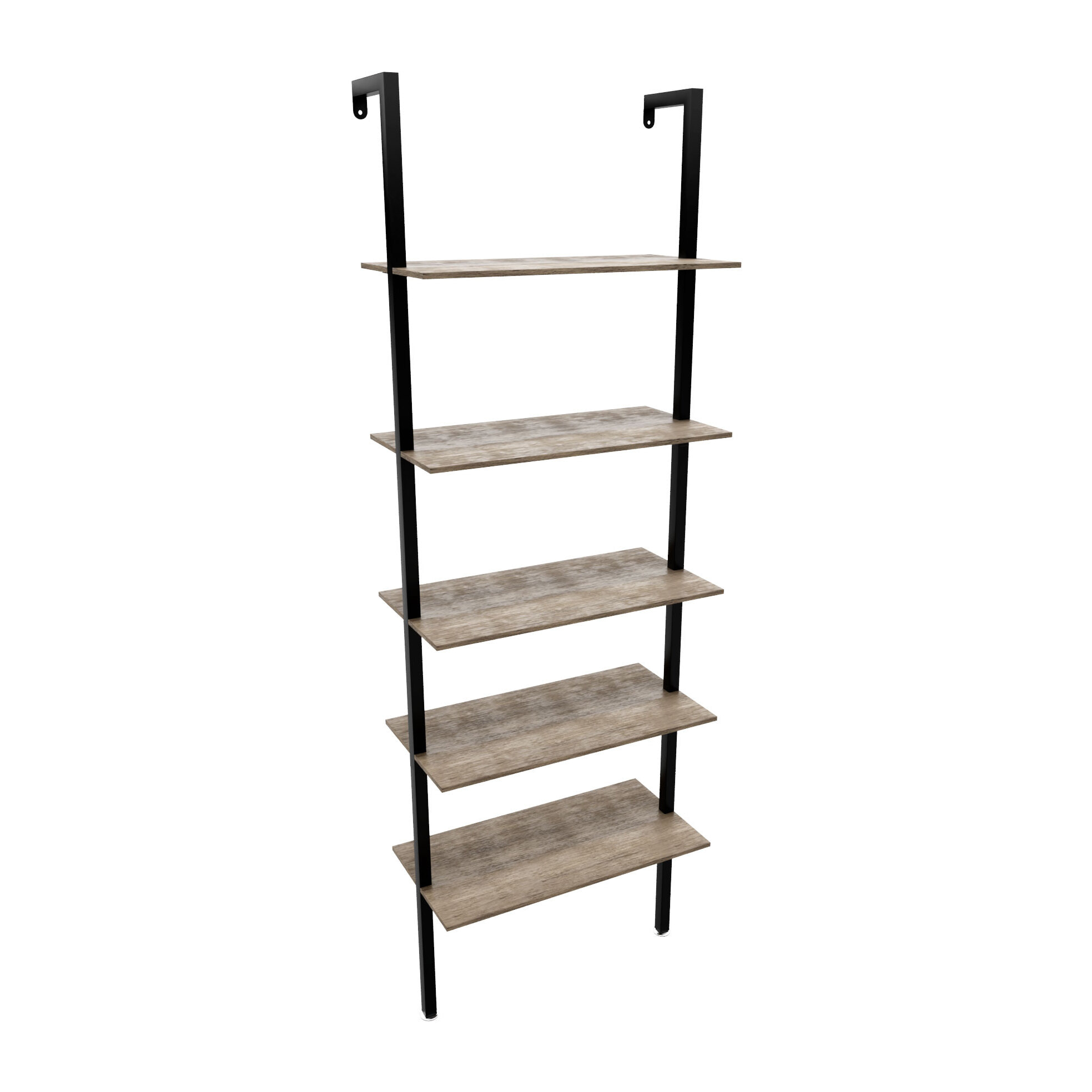 Komo - Scaffale Libreria a Muro 60x185x30 cm 5 Ripiani in Legno Bleach Struttura in Metallo Nero