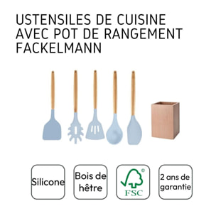 Set d'ustensiles de cuisine en bois avec pot de rangement 32 cm Fackelmann