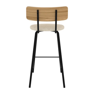 Lot de 2 chaises pour îlot central 64 cm en tissu bouclé blanc cassé - Alize