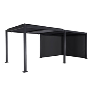 Pergola bioclimatique aluminium et acier 3x6m lames orientables + 2 stores 3m PALACE anthracite