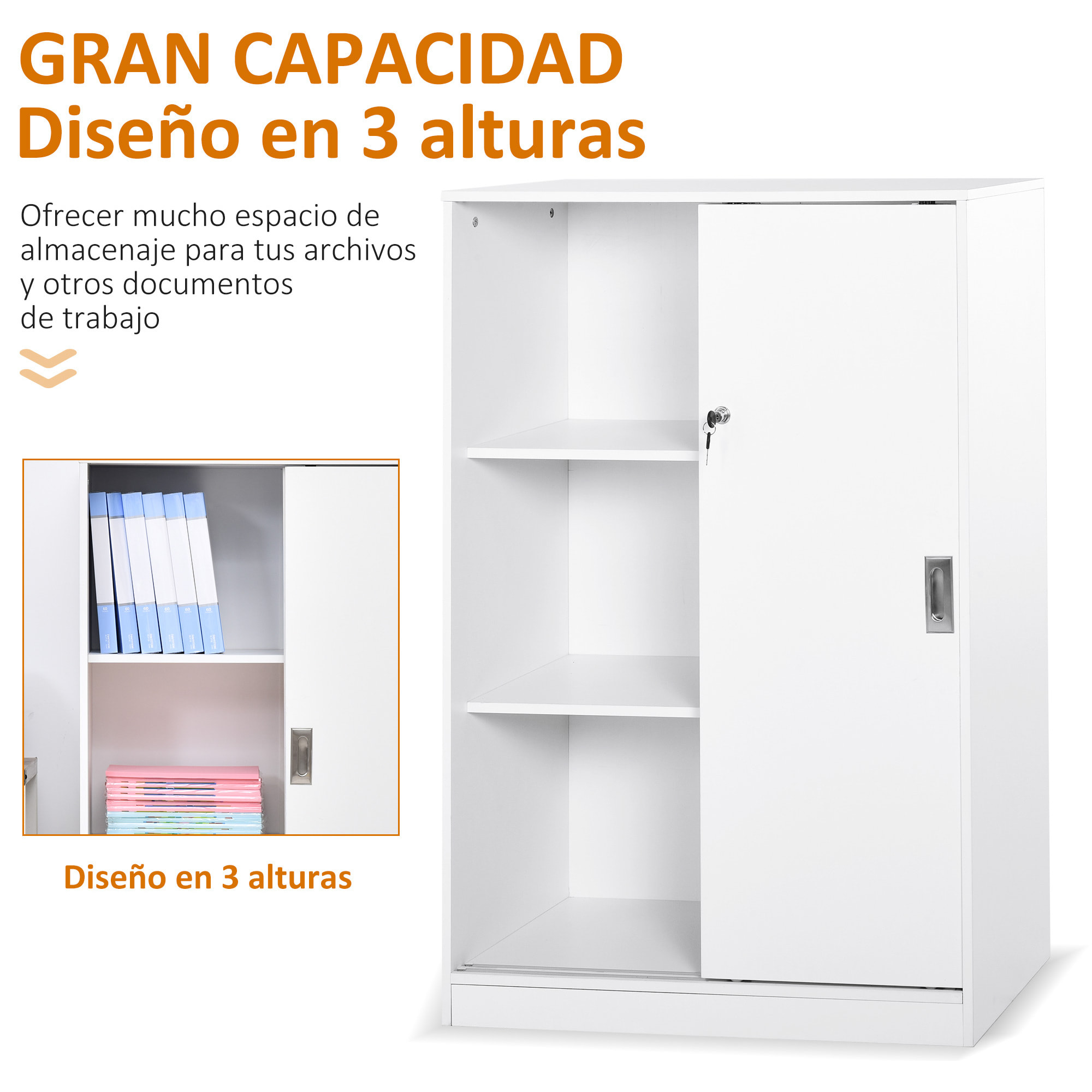 Armario de Archivos con Puertas y Estantes 80x40x120 cm Blanco