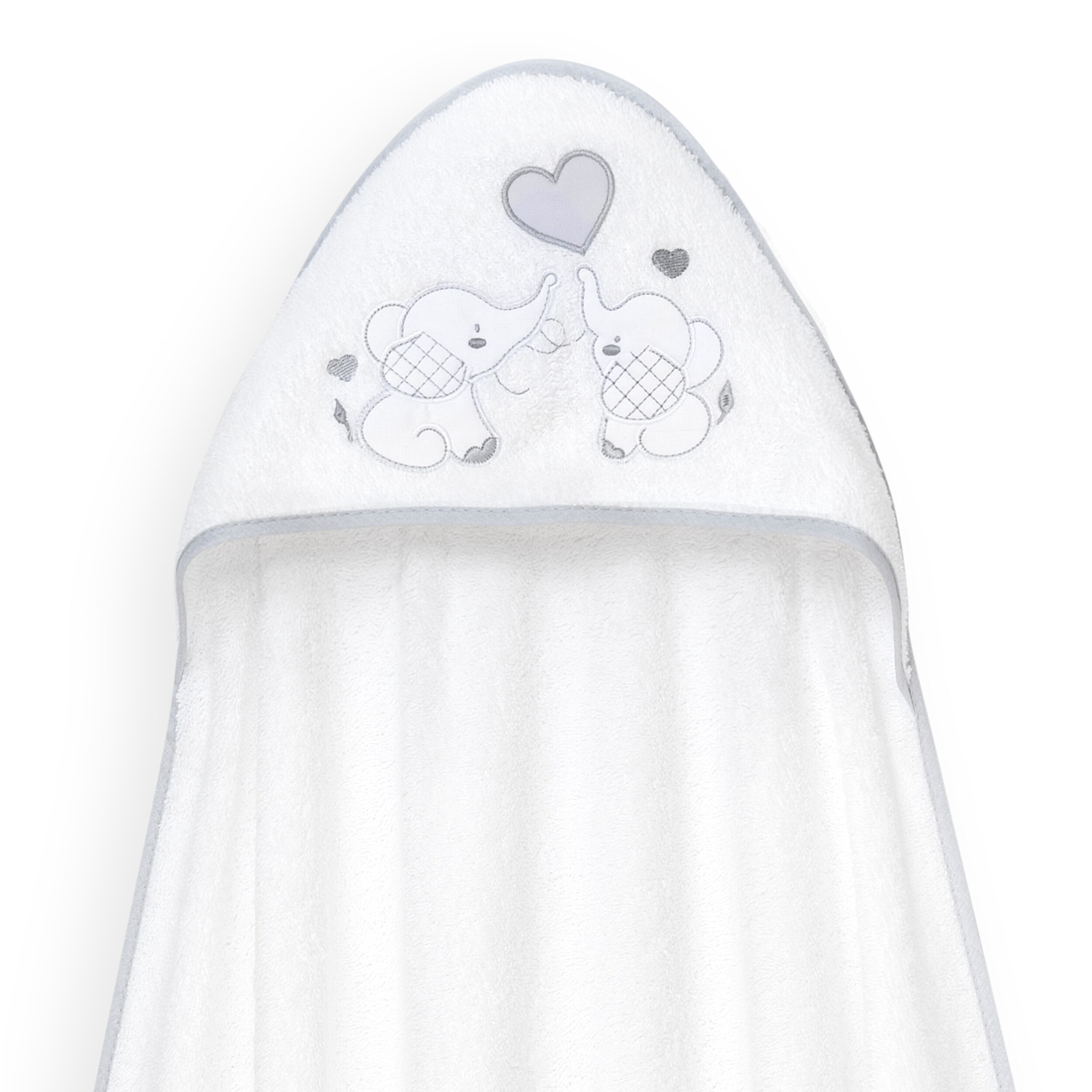 Capa Baño 1X1 Mod Parejita Elefante+Gorro Bco/Gris