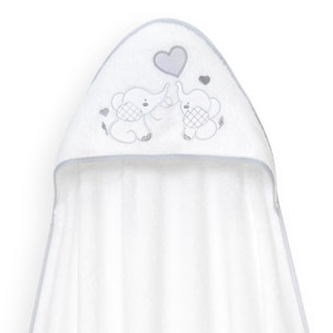 Capa Baño 1X1 Mod Parejita Elefante+Gorro Bco/Gris