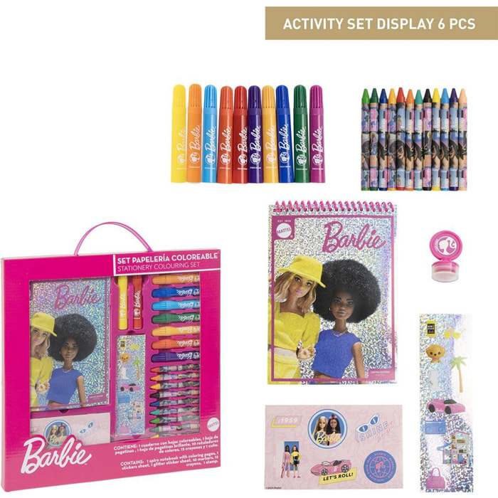 Conjunto De Papelería Coloreable Barbie 30.0 X 30.0 X 2.5 Cm