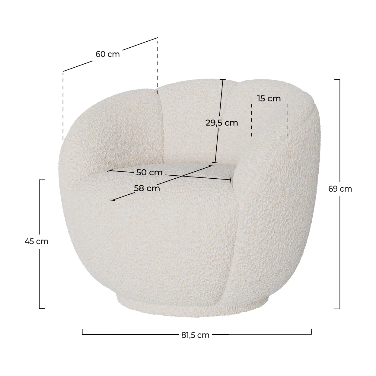 Fauteuil en tissu bouclé blanc - Ysé