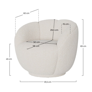 Fauteuil en tissu bouclé blanc - Ysé