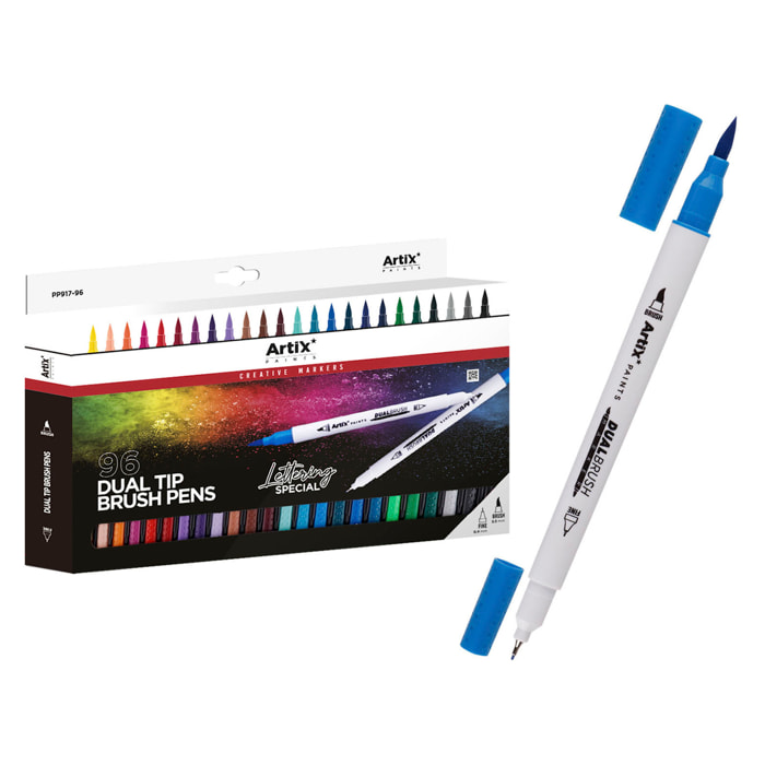 SET ROTULADORES DOBLE PUNTA PINCEL LETTERING 96Uds.