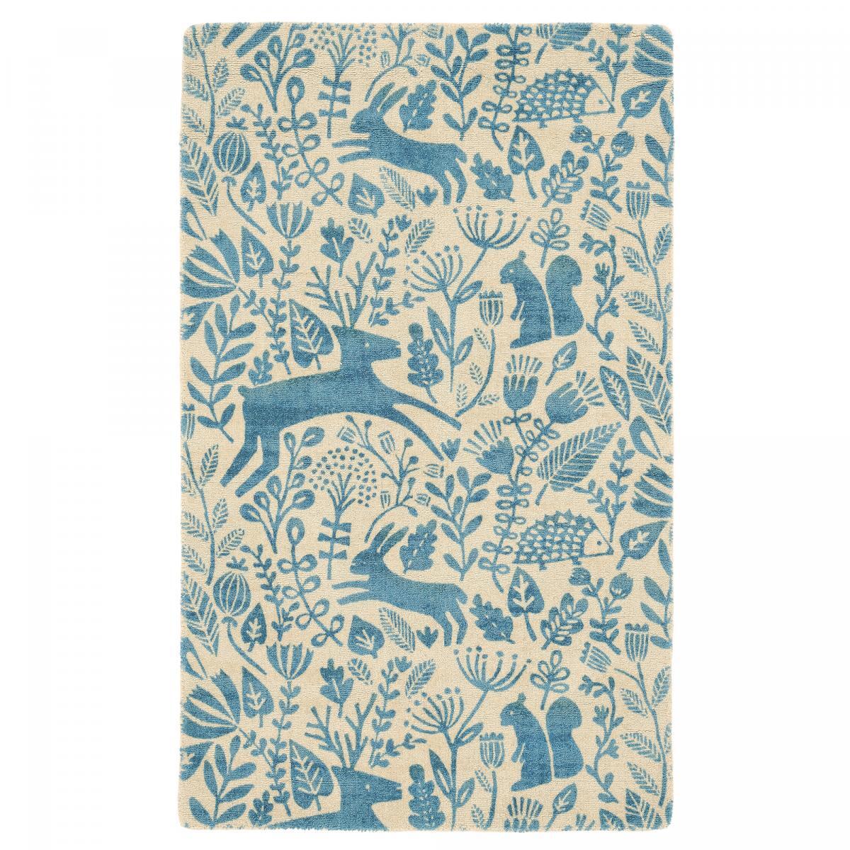 Tapis salon et chambre fait à la main en laine motif animaux NUITORI