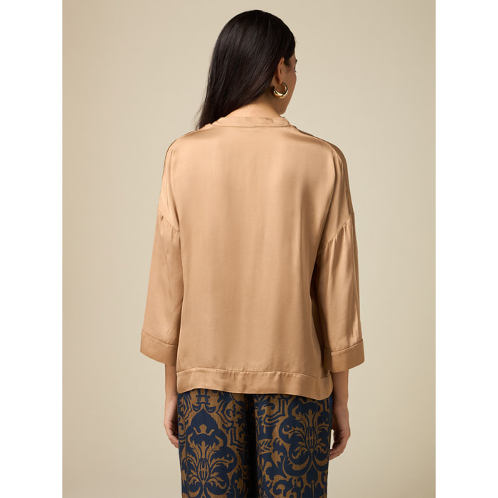 Oltre - Blusa in raso di viscosa - Beige