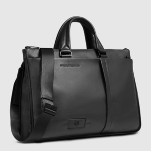 Piquadro Borsa porta pc e porta iPad® in pelle con protezioni antiurto e RFID, espandibile
