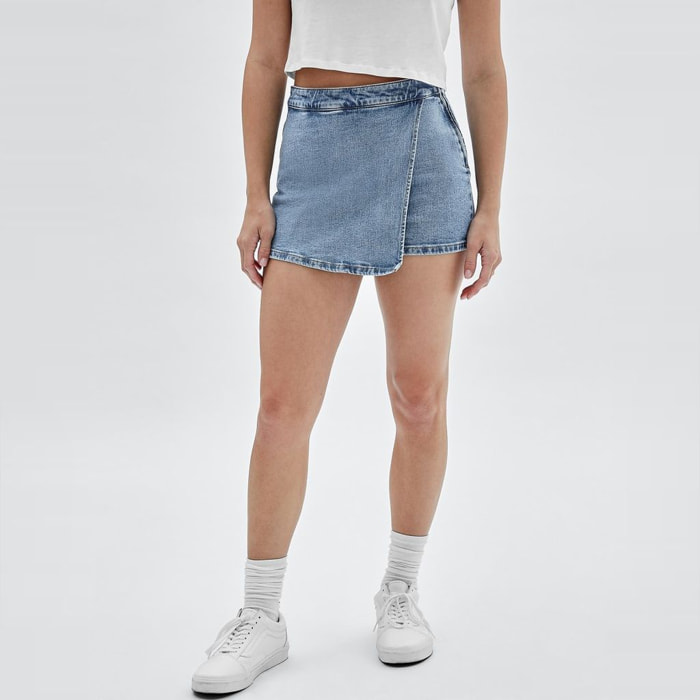 GUESS Originals - Jupe-short Blaire - coton - bleu denim